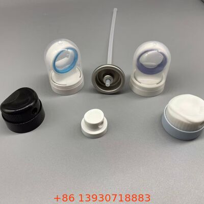 सतत स्प्रे सनब्लॉक अनुप्रयोगों के लिए सुरक्षा कवर के साथ सनस्क्रीन एयरोसोल वाल्व