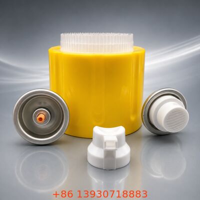 Industrial Foam Aerosol Valve Set with 1 Inch Valve Size and 57mm / 65mm Cap Options in Metal + Plastic Construction